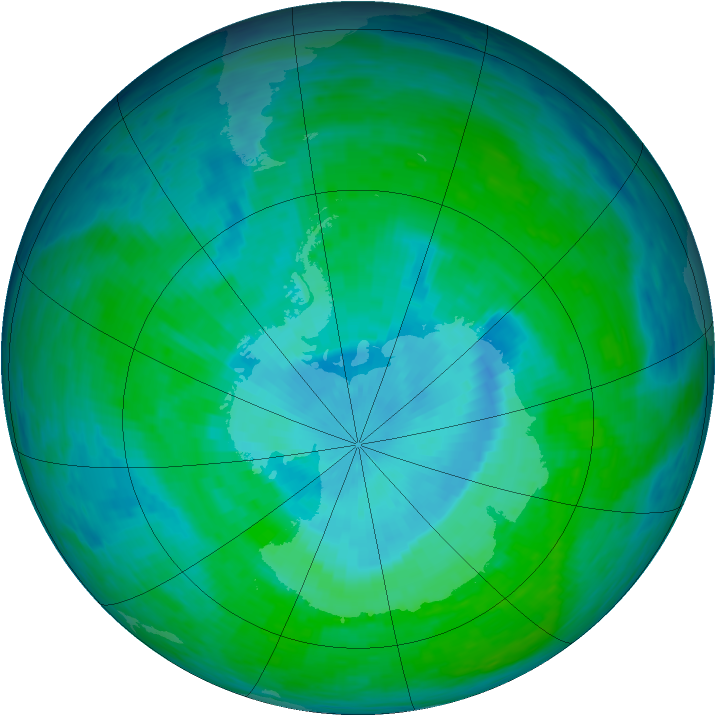 Antarctic ozone map for 19 December 1993